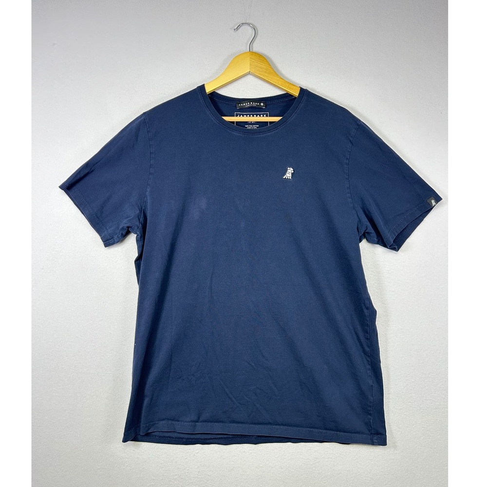 James Bark‎ Mens XL Navy Blue Pima Cotton Short Sleeve Logo T-Shirt